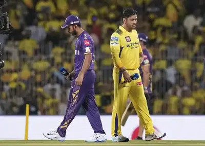Chennai Super Kings captain MS Dhoni and Kolkata Knight Riders captain Ajinkya Rahane