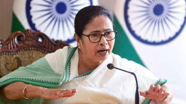 Mamata Banerjee at a press conference in Nabanna