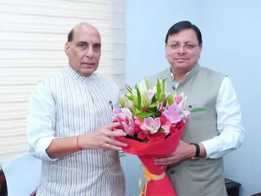 CM Dhami Met Defense Minister Rajnath Singh