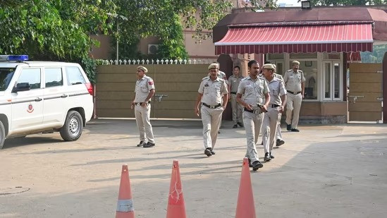 conducting searches at a Delhi school that received a bomb threat
