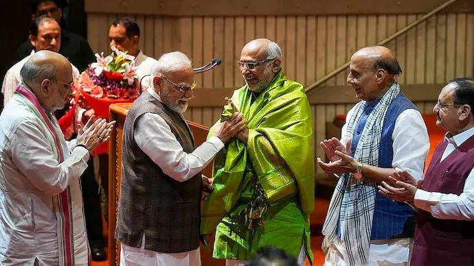 Prime Minister Narendra Modi with Vice President-elect CP Radhakrishnan