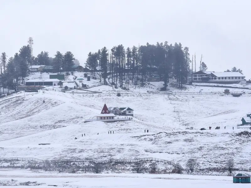 A view of snow-clad area in Gulmarg