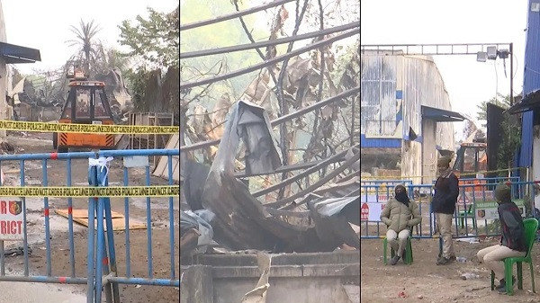 Fire in godown in Anandapur