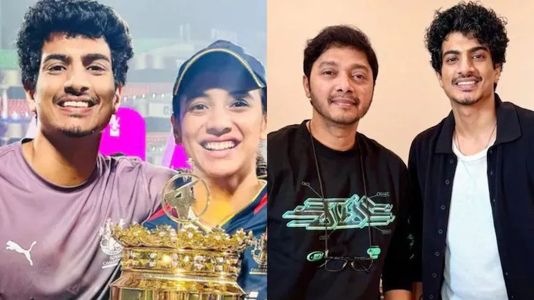 Palash Muchhal-Smriti Mandhana (L) Palash Muchhal-Shreyas Talpade (R)