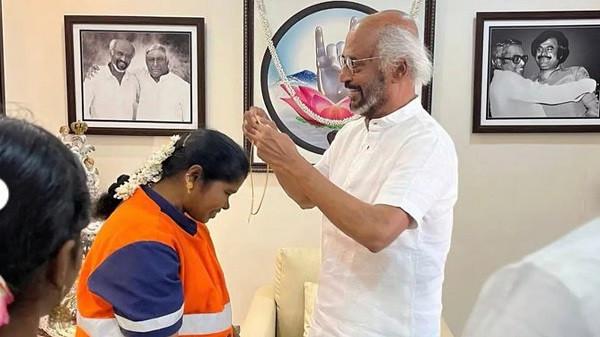 Superstar Rajinikanth met sanitation worker Padma
