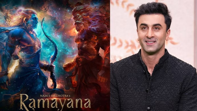 Ramayana movie poster (L) Ranbir Kapoor (R)