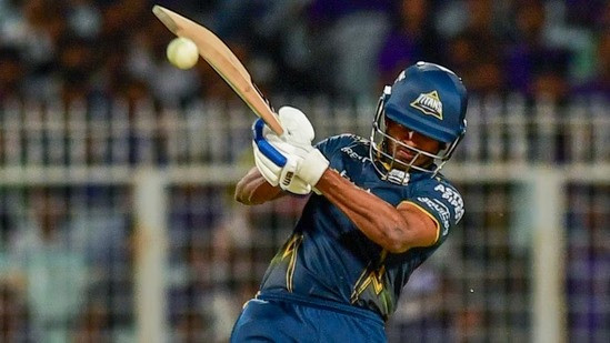 Gujarat Titans’ Sai Sudharsan plays a shot