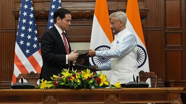 U.S. Secretary of State Marco Rubio, left, and India's External Affairs Minister S. Jaishankar