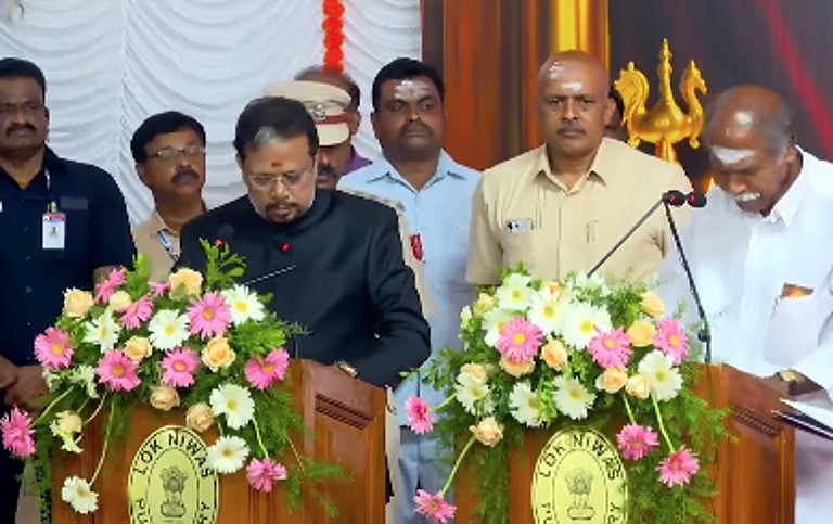 Lt Governor K Kailashnathan administered the oath of office to Chief minister