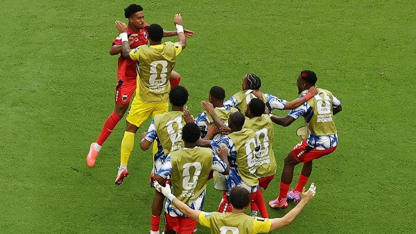 Cape Verde's Kevin Pina celebrates scoring their first goal