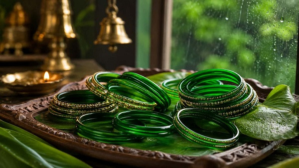 Shravan Green Glass Bangles Significance