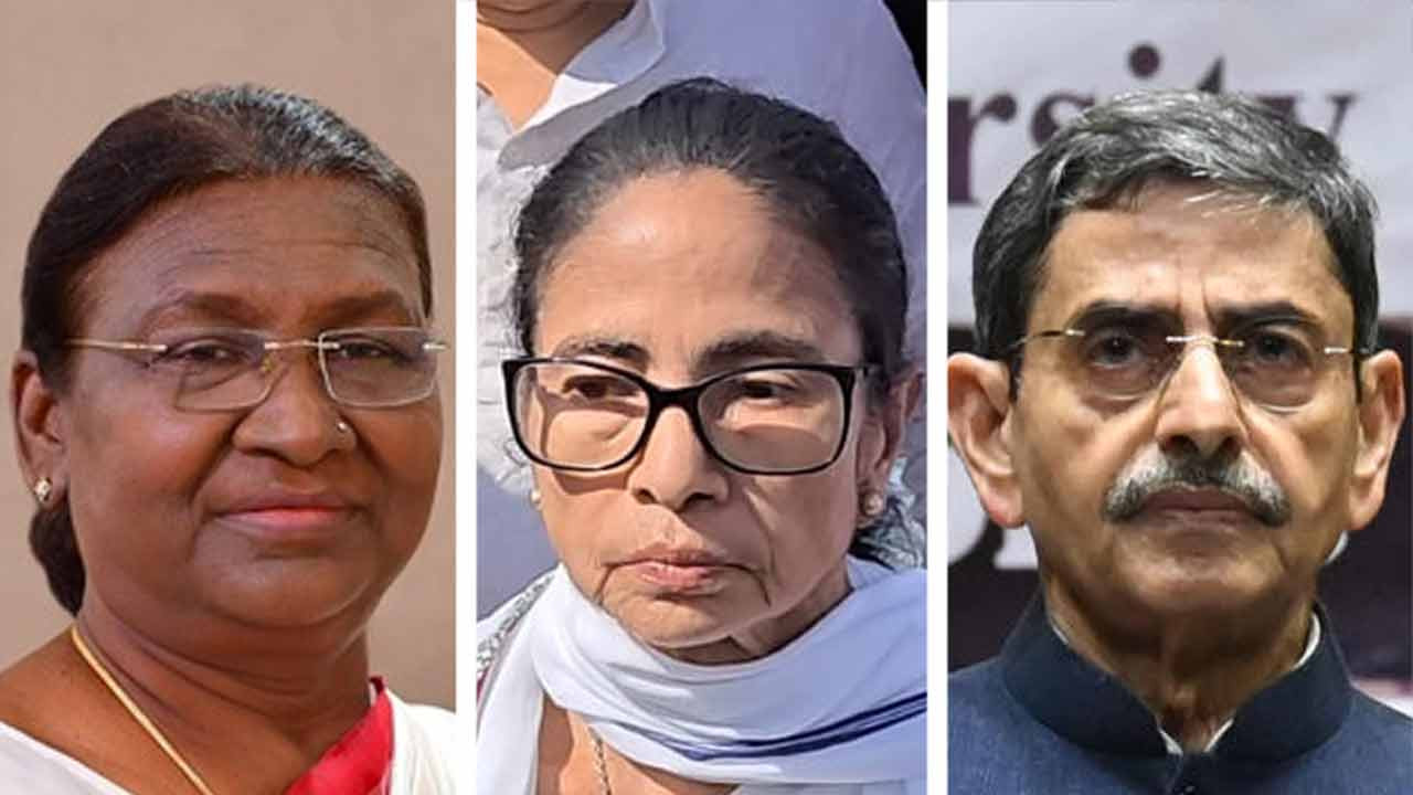 President Droupadi Murmu, Trinamool leader Mamata Banerjee, and Governor RN Ravi