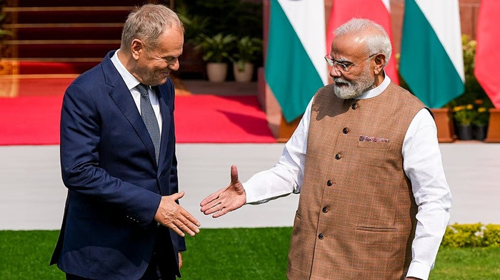 Prime Minister Narendra Modi with Poland's Prime Minister Donald Tusk